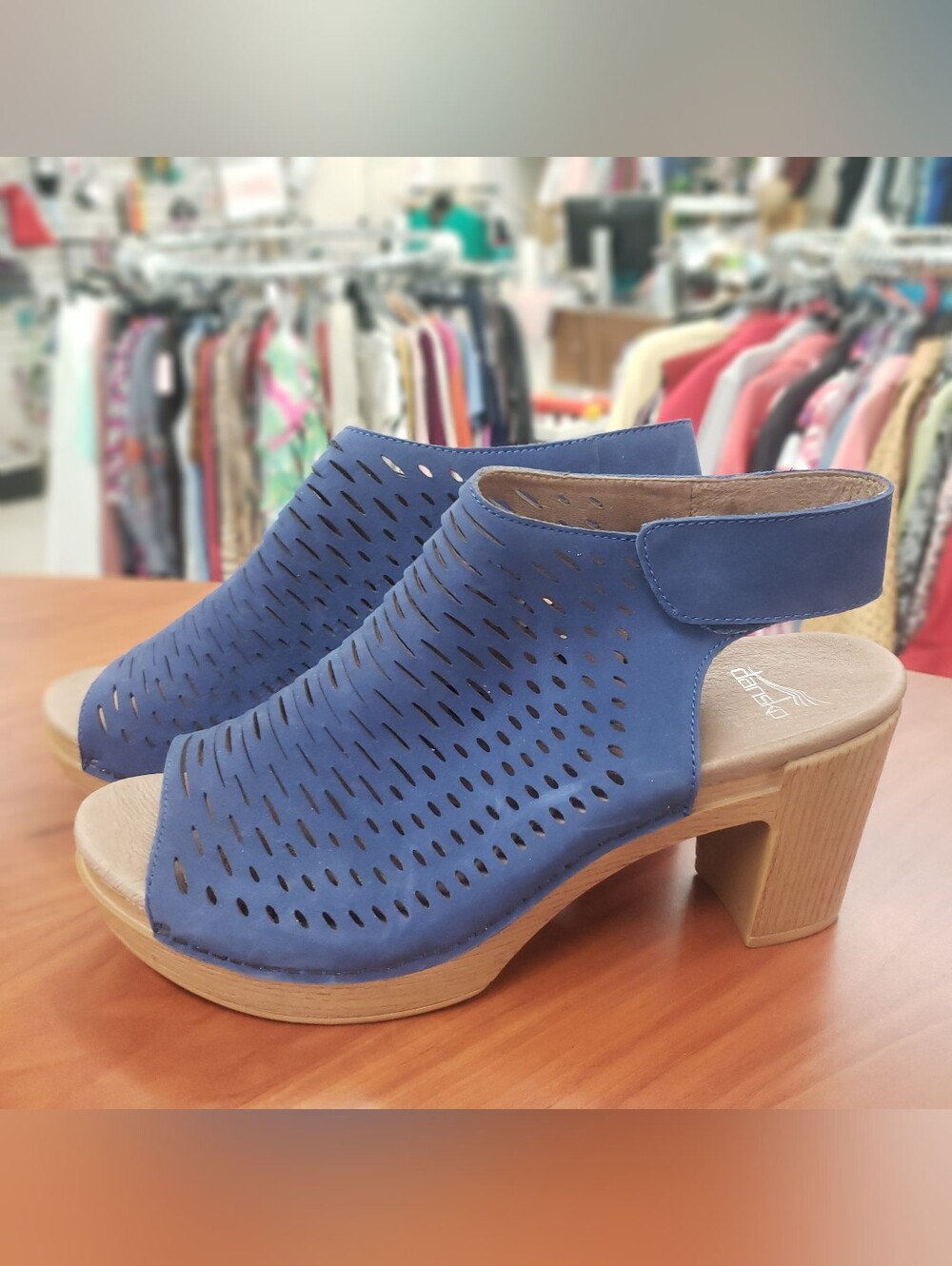 Dansko Danae Milled Nubuck Cutout Leather Peep Toe Block Heel Sandals